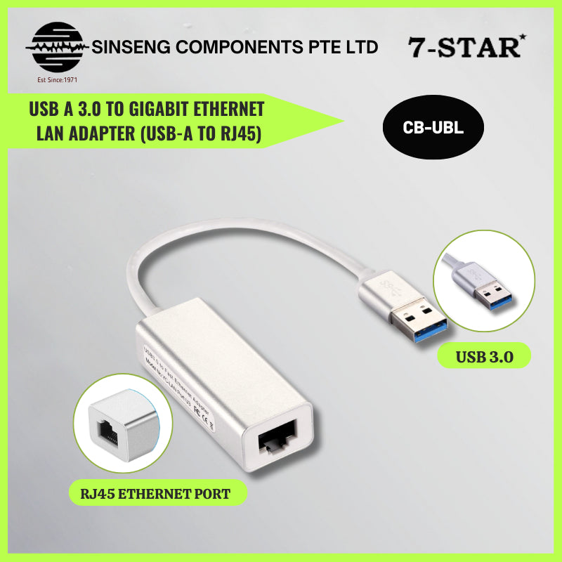 USB 3.0 to Gigabit RJ45 Ethernet Adapter 1000Mbps for MacBook/PC | CB-UBL