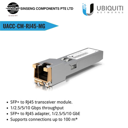 Ubiquiti Unifi 10G SFP+ to RJ45 Transceiver Module Adapter | UACC-CM-RJ45-MG