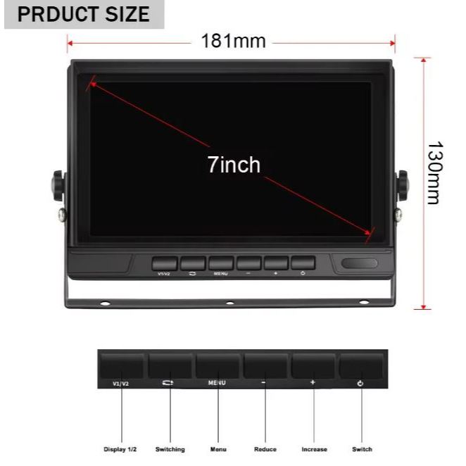 7" LED Monitor | 2 BNC, 1080P AHD/CVBS, 12-24V | LED700HDL