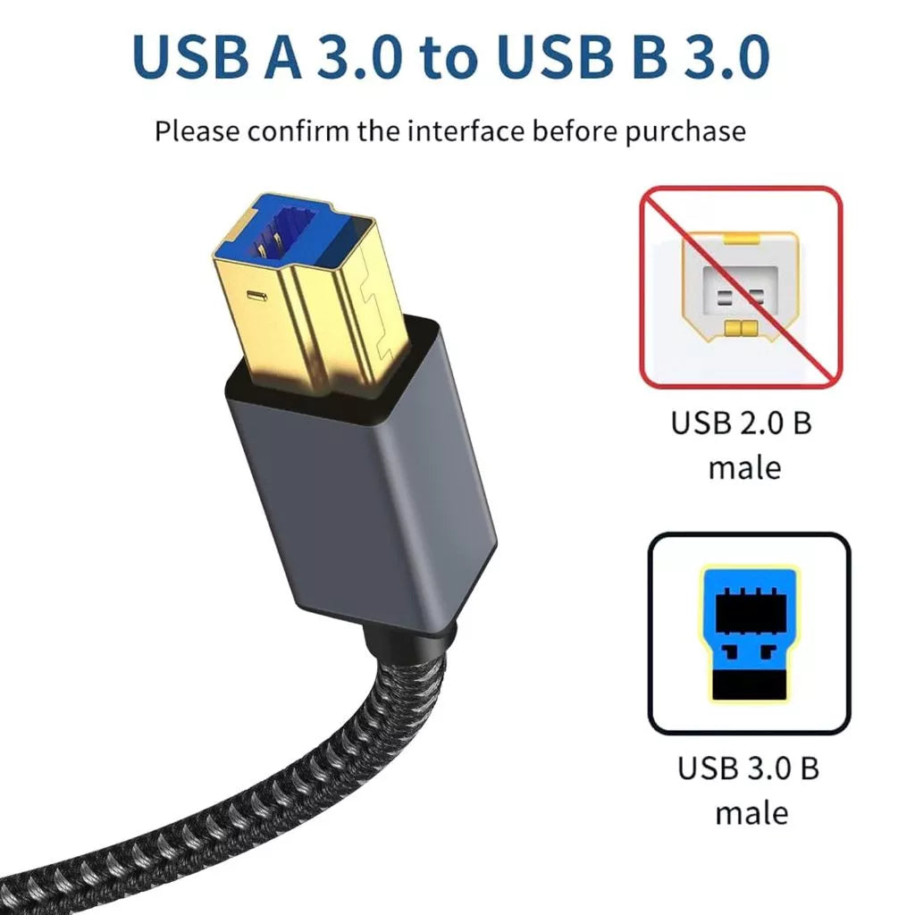 USB 3.0 A to B Cable 1.8m - 3m - 5m | 5Gbps USB 3.0 High - Speed Printer - Scanner Cable | CB-UBA3501