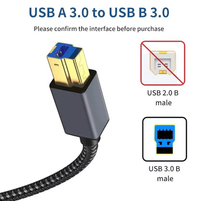 USB 3.0 A to B Cable 1.8m - 3m - 5m | 5Gbps USB 3.0 High - Speed Printer - Scanner Cable | CB-UBA3501