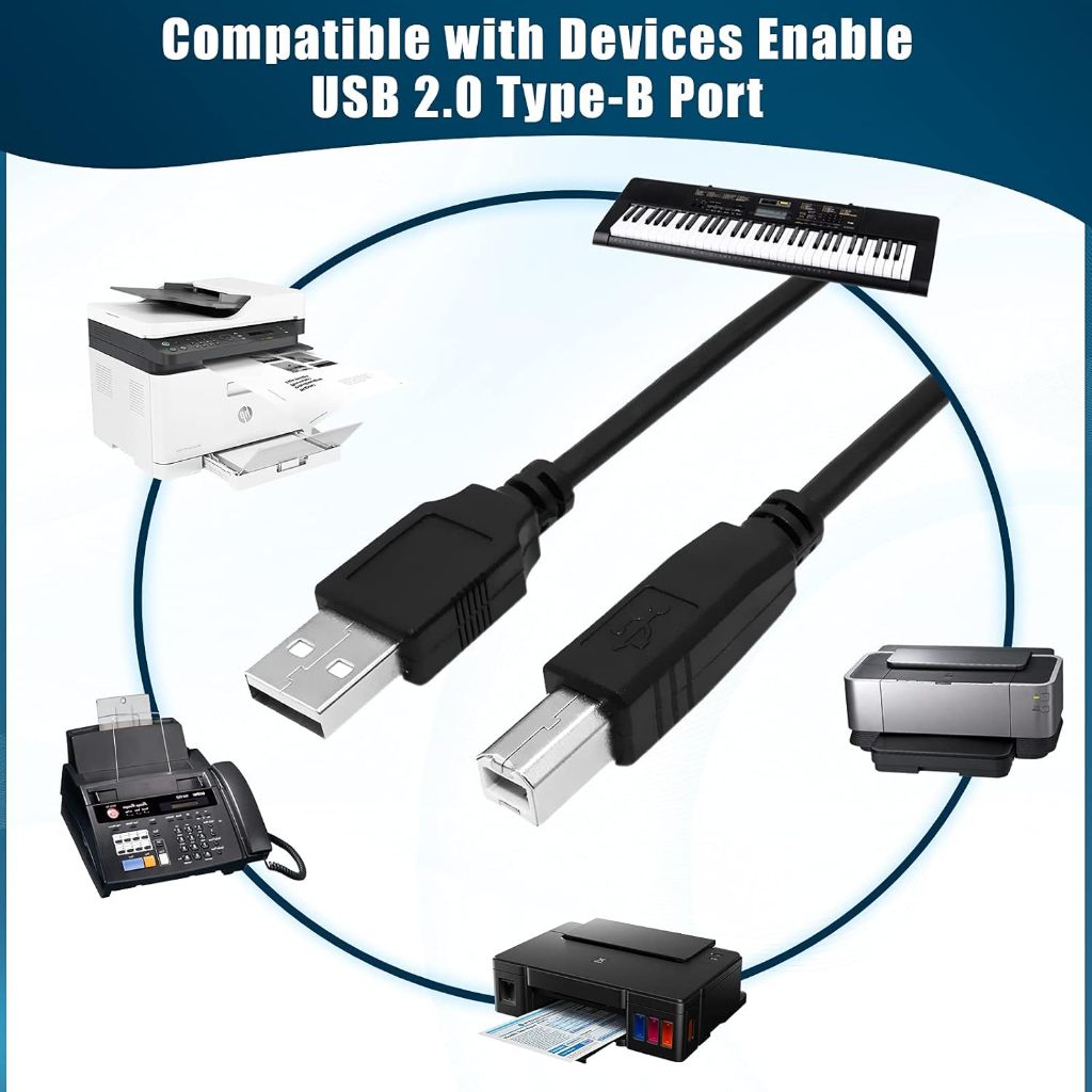 USB 2.0 Male A to B Cable for Keyboard, Mice, Scanners, Printers | CB-UBA2501