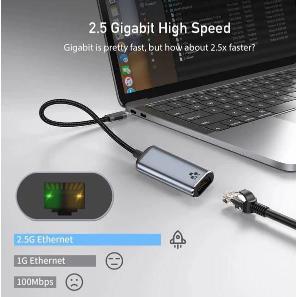 Type-C to Ethernet Adapter, USB Type-C RJ45 2.5Gb Gigabit Ethernet | CB-TCL/2.5G