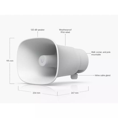Ubiquiti UP-AI-Horn-Speaker AI Alert Horn Outdoor POE Speaker