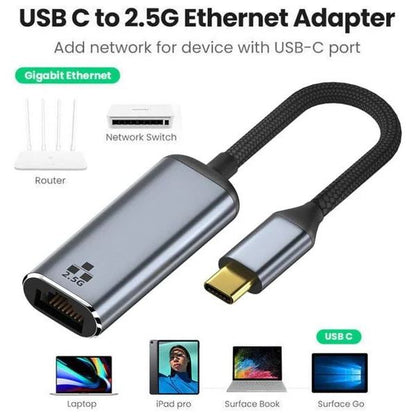 Type-C to Ethernet Adapter, USB Type-C RJ45 2.5Gb Gigabit Ethernet | CB-TCL/2.5G