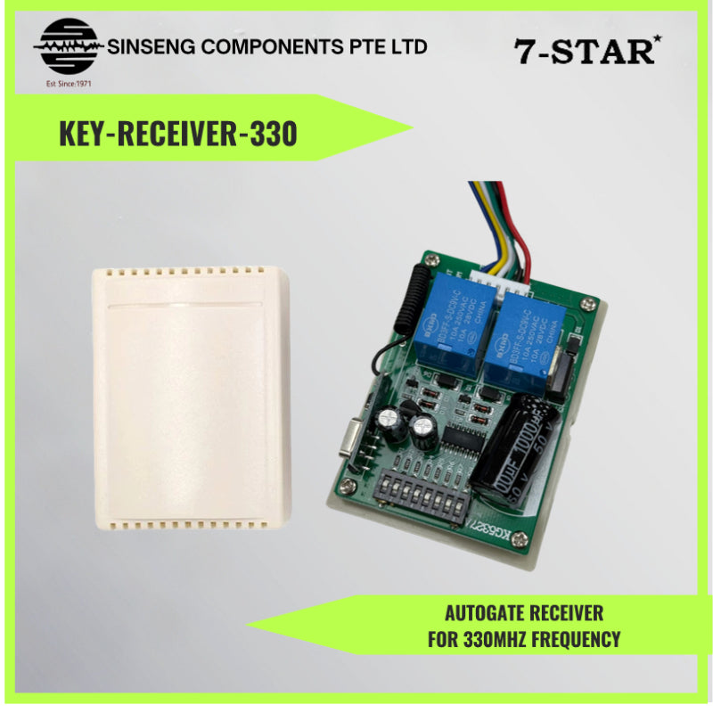 Autogate Receiver for 433MHz/330MHz with 8 DIP Switch | KEY-RECEIVER