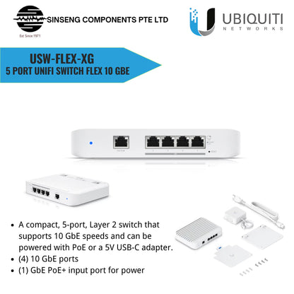 Ubiquiti UniFi 5 Port Switch Flex 10 GbE | UBQ-USW-FLEX-XG