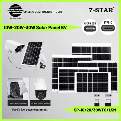 Solar Panel for IP CCTV Camera 3M | TYPE-C | 7SSP-WTCMU/3M