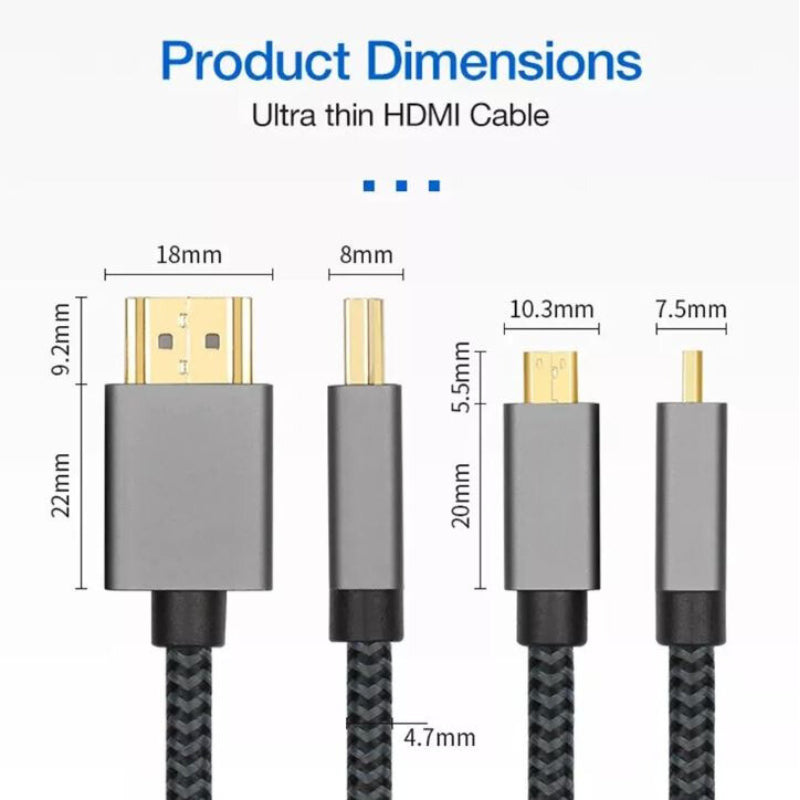 Micro HDMI to HDMI V2.0 4K60Hz 1080P 3D Cable | CB-MCHD-HD