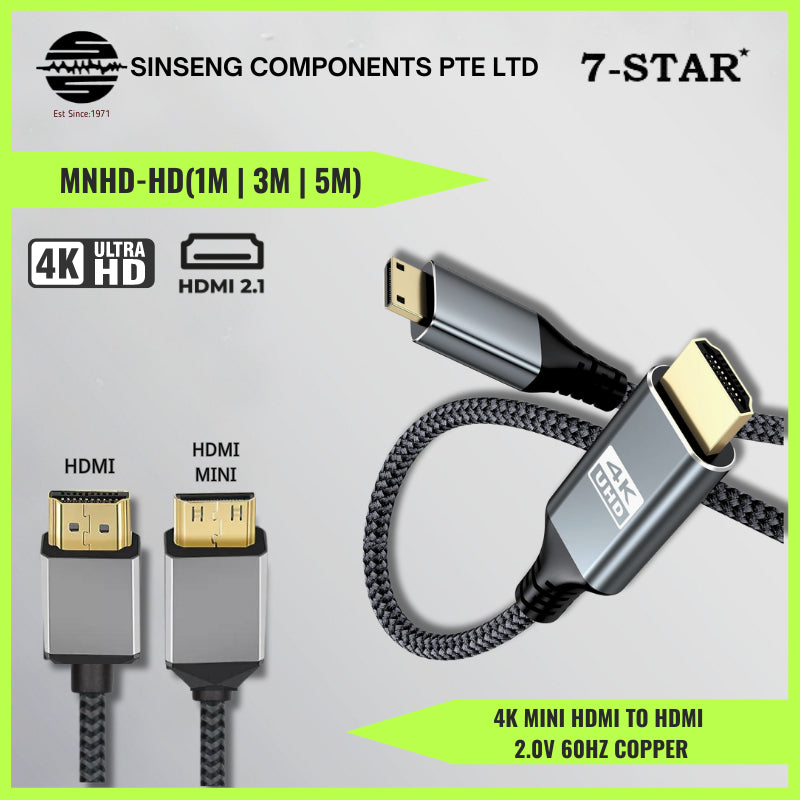 Mini HDMI to HDMI V2.0 4K60Hz 1080P 3D Cable | CB-MNHD-HD