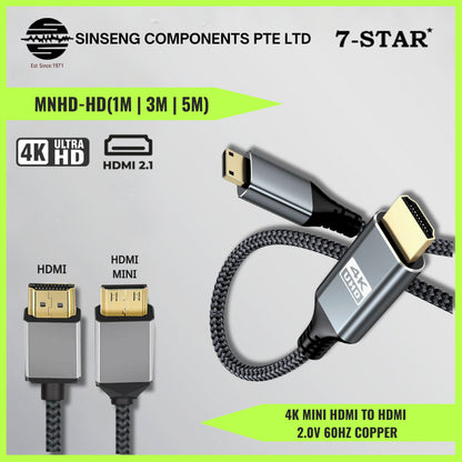 Mini HDMI to HDMI V2.0 4K60Hz 1080P 3D Cable | CB-MNHD-HD