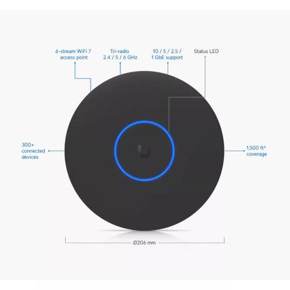 Ubiquiti UniFi U7 Pro XG WiFi 7 Tri-Band Access Point – Black