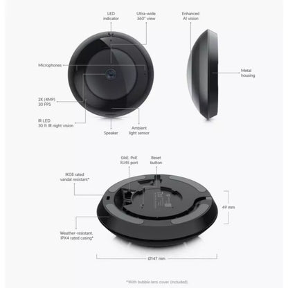 Ubiquiti Unifi Indoor/outdoor 2K PoE Camera With Pan-Tilt-Zoom 360° IP Camera | UBQ-UVC-AI-360