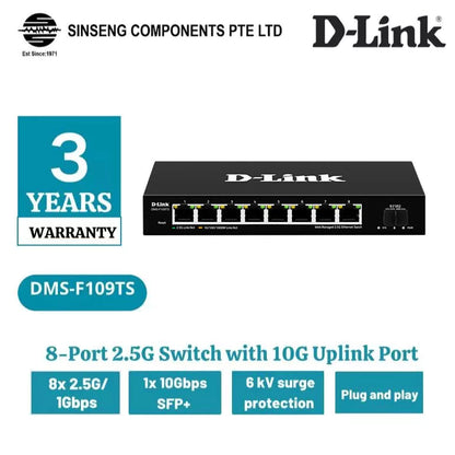 D-LINK 8-Port 2.5G Ethernet Switch with 10G Uplink Port | DL-DMS-F109TS