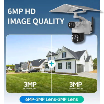 6MP 30x Zoom Dual-Lens PTZ Solar IP Camera with 6+6W Solar Panel | Q6MAX+ WIFI/4G