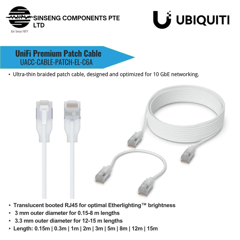 Ubiquiti UniFi Premium Patch Cable CAT6A – 0.15m to 12m | UACC-Cable-Patch-EL-C6A