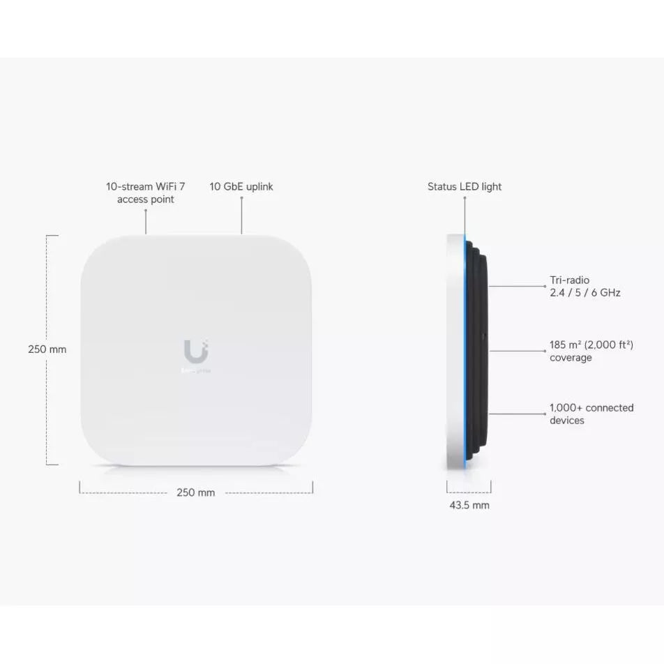 Unifi E7 Wifi 7 Access Point with 10 Spatial Streams and 10GbE Uplink