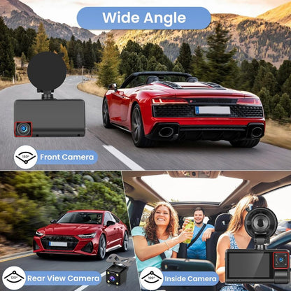 1080P Dash Cam with Front, Rear & Inside Cameras | Auto WiFi 3"| DC-S3(W)