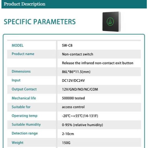 Infrared Contactless Switch with LED Indication | 7SDA-EPC8