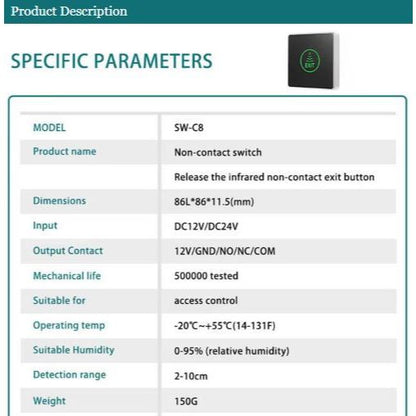 Infrared Contactless Switch with LED Indication | 7SDA-EPC8