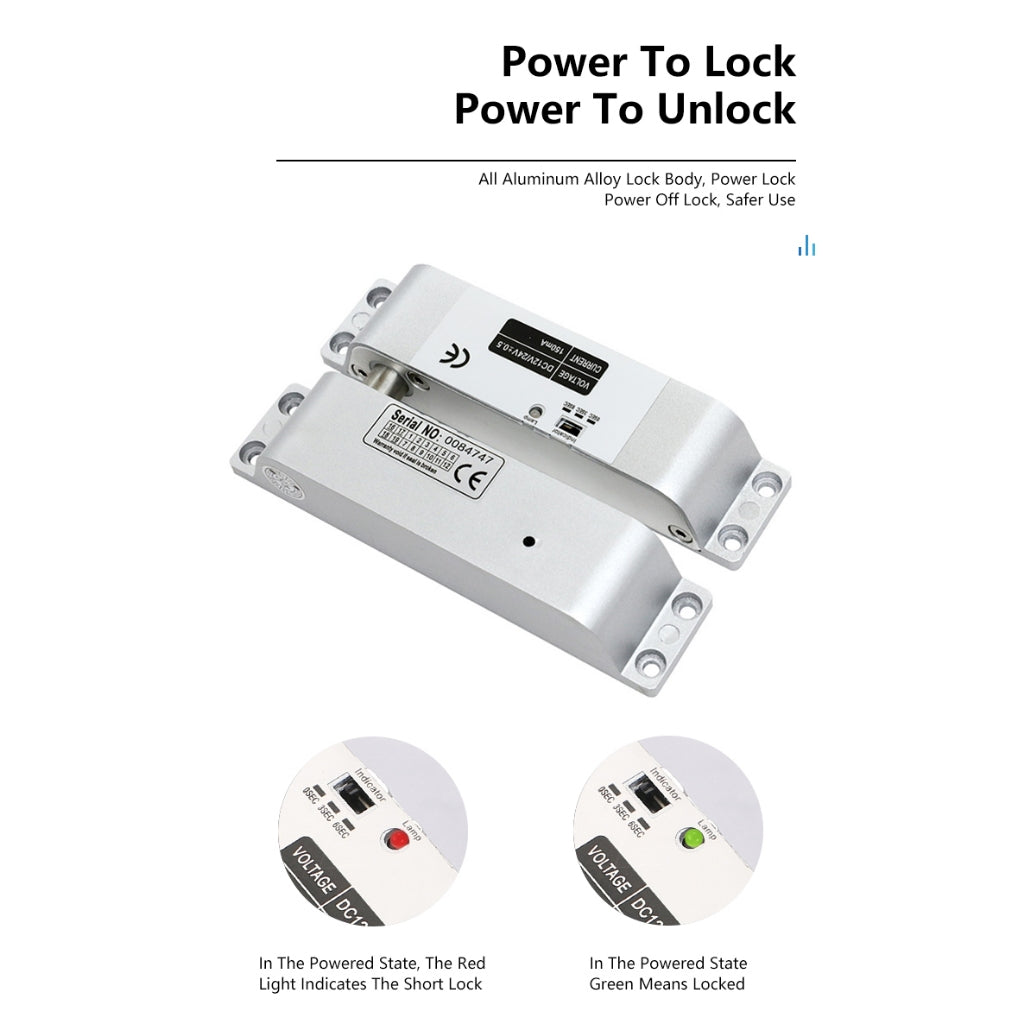 12V Surface Mount Dropbolt Lock (Fail Safe NC) for Access Control | 7SDA-DB3815