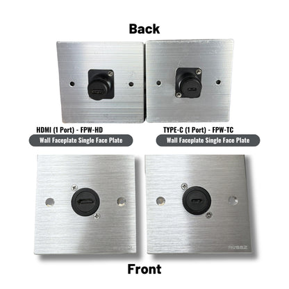 Single Wall Faceplate | USB-C/HDMI Modular for Hotel/Home Wall Socket
