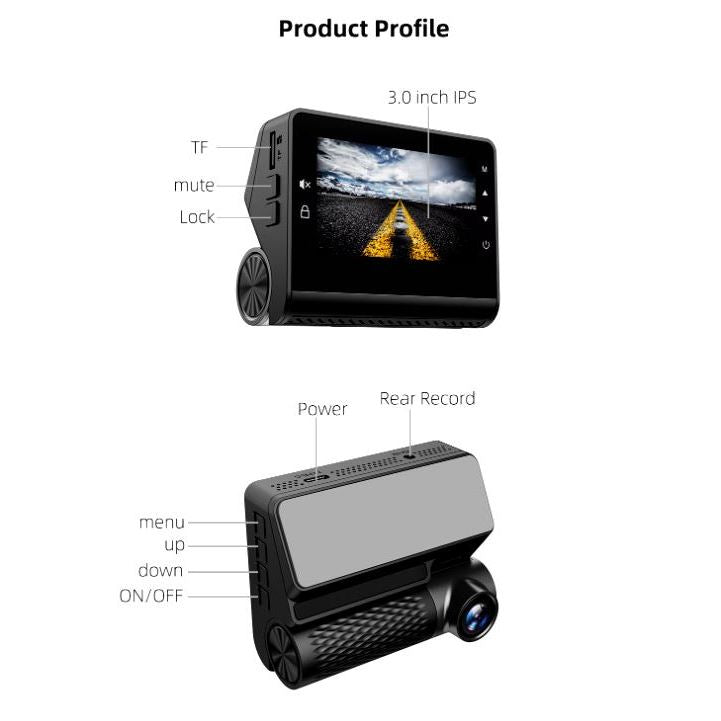 4K Dual-Lens Car DashCam with GPS & Type-C Power | DCF2-23W