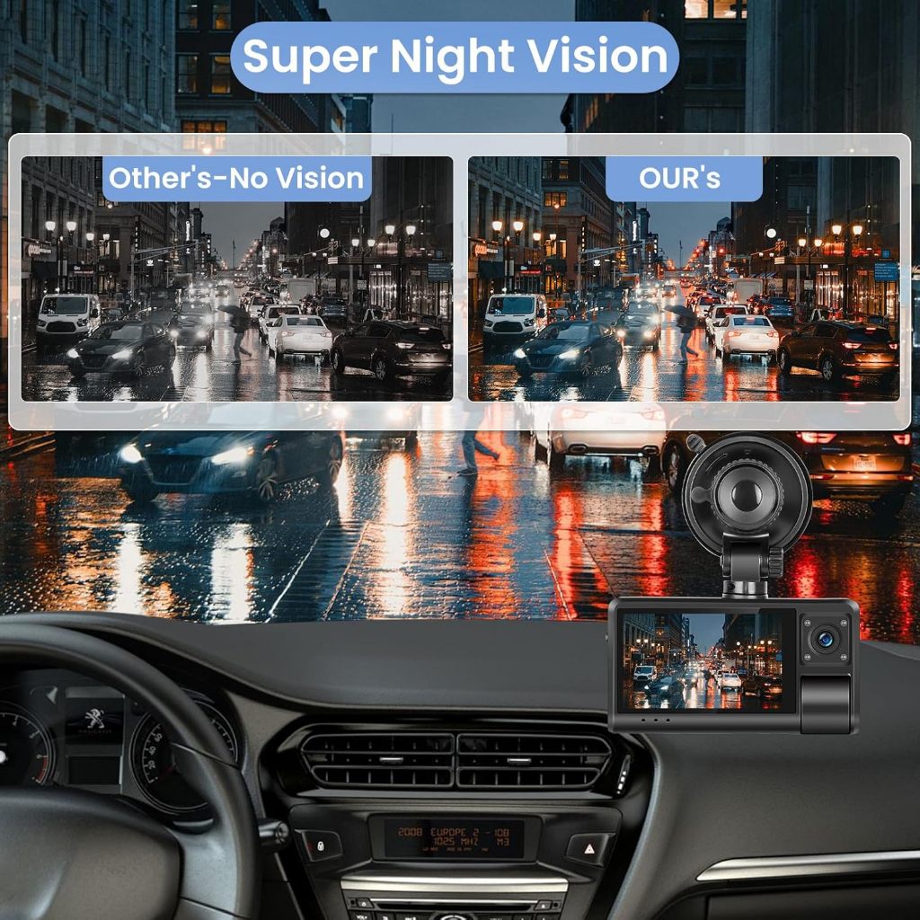 1080P Dash Cam with Front, Rear & Inside Cameras | Auto WiFi 3"| DC-S3(W)