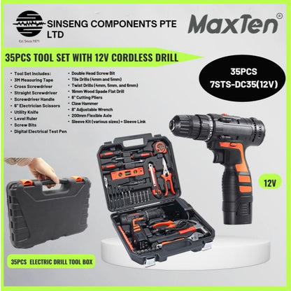 35PCS 12V Cordless Electric Drill Set with Box | 7STS-DC35(12V)