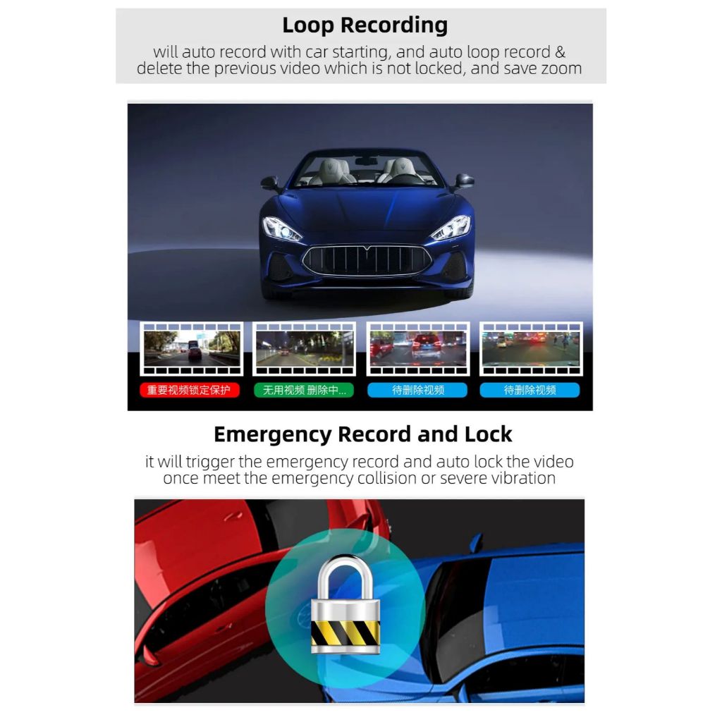 4K Dual-Lens Car DashCam with GPS & Type-C Power | DCF2-23W
