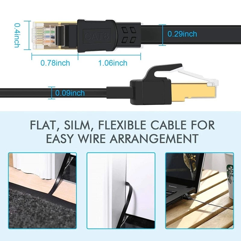 Cat8 Flat Ethernet Cable RJ45 Network Cable | 1M to 50M | CBL8