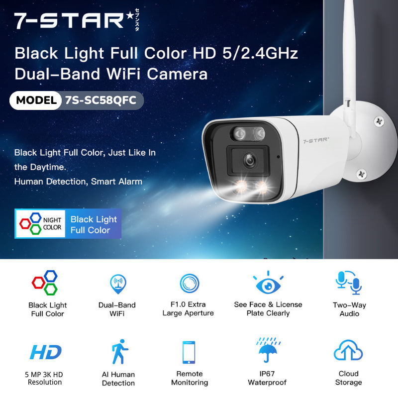 5MP Full Color Night Vision IP Camera with Motion Detection | 7S-SC58QFC