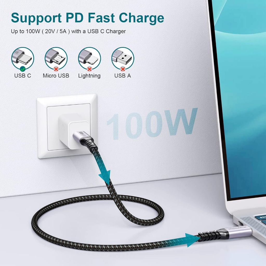 100W USB 3.2 Gen 2 1.5M Type-C to Type-C PD Cable, 10Gbps 4K | 7SC-CA1560B