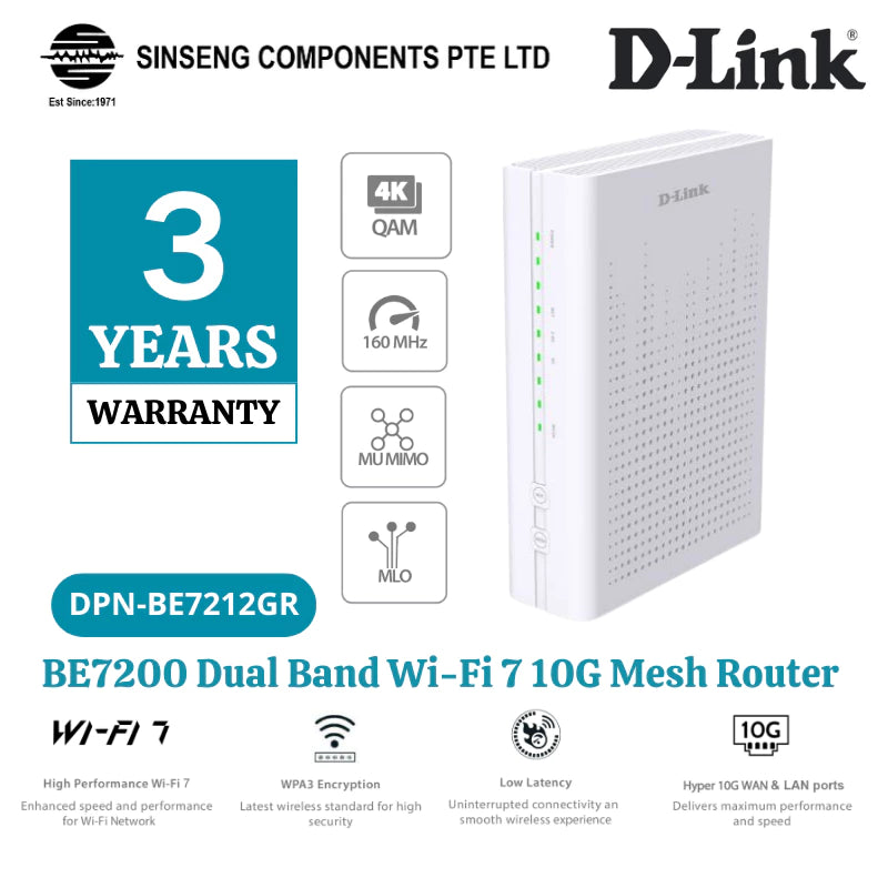 D-Link DPN-BE7212GR BE7200 Wi-Fi 7 Dual-Band 10G Mesh Router | DL-DPN-BE7212GR