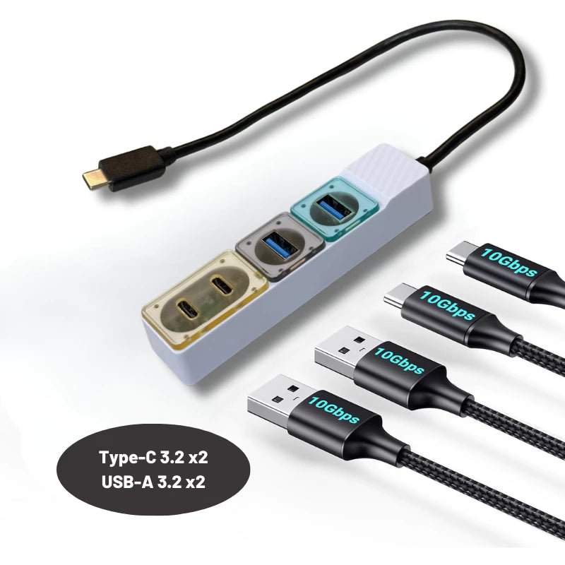4-in-1 USB 3.2 Type-C Hub | Dual USB & USB Type C  | 10Gbps Data Transfer | 7S-USB-HU-2C2A-G2