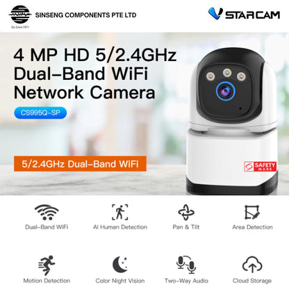 4MP Dual-Band WiFi Camera | Color Night Vision | Pan & Tilt | Two-Way Audio | CS995Q-SP