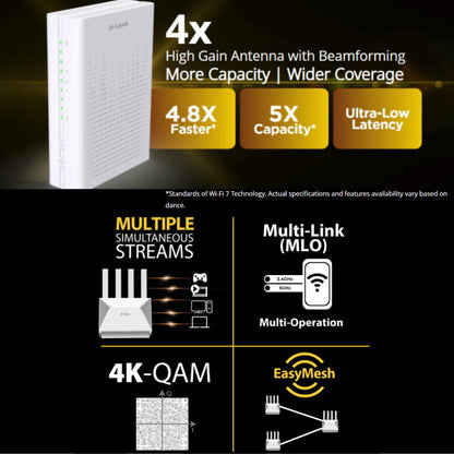 D-Link DPN-BE7212GR BE7200 Wi-Fi 7 Dual-Band 10G Mesh Router | DL-DPN-BE7212GR