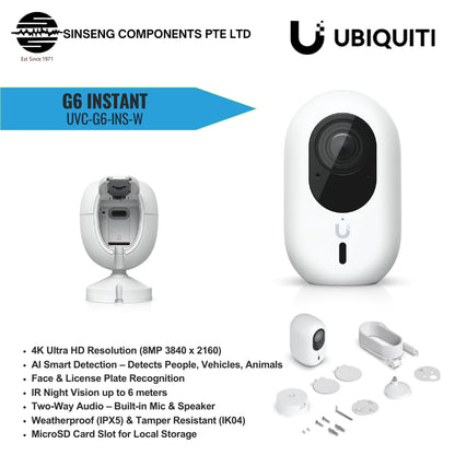Ubiquiti UVC-G6-INS G6 Instant 8MP 4K AI Cube IP Camera