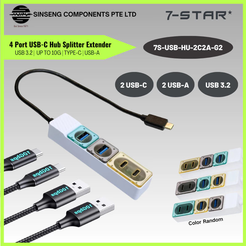 4-in-1 USB 3.2 Type-C Hub | Dual USB & USB Type C  | 10Gbps Data Transfer | 7S-USB-HU-2C2A-G2