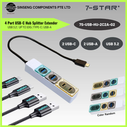 4-in-1 USB 3.2 Type-C Hub | Dual USB & USB Type C  | 10Gbps Data Transfer | 7S-USB-HU-2C2A-G2