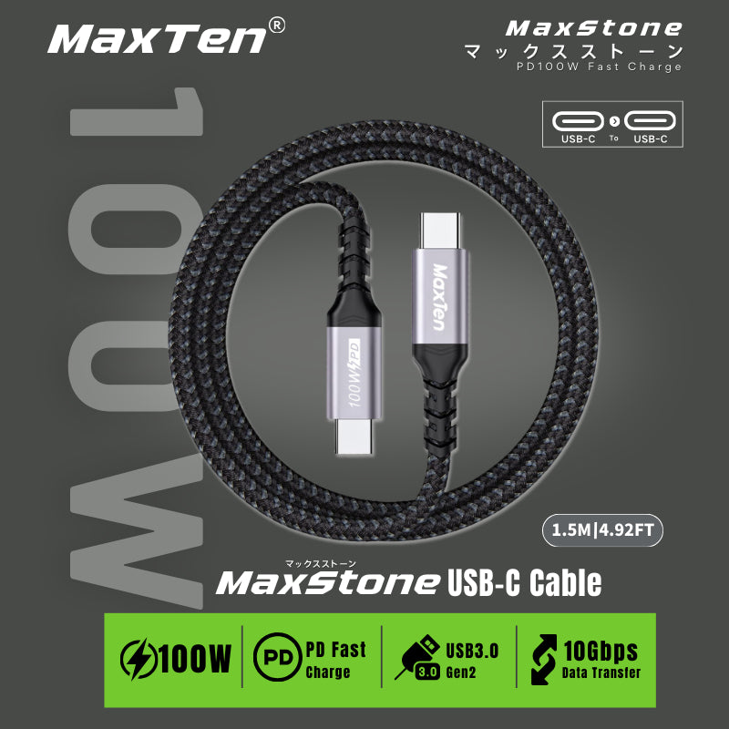 100W USB 3.2 Gen 2 1.5M Type-C to Type-C PD Cable, 10Gbps 4K | 7SC-CA1560B