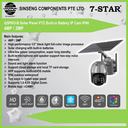 4MP Solar IP Camera for 24/7 Surveillance | Q5 Wifi/4G