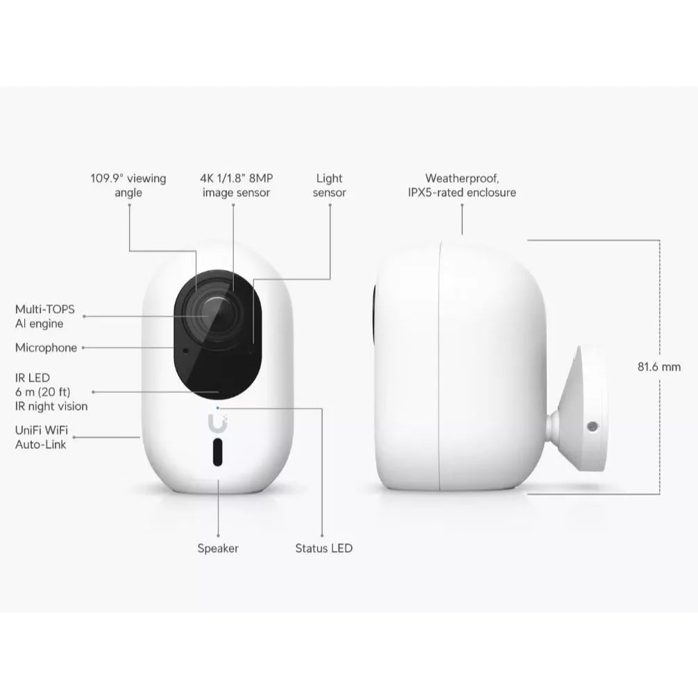 Ubiquiti UVC-G6-INS G6 Instant 8MP 4K AI Cube IP Camera