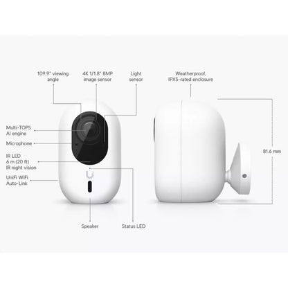Ubiquiti UVC-G6-INS G6 Instant 8MP 4K AI Cube IP Camera