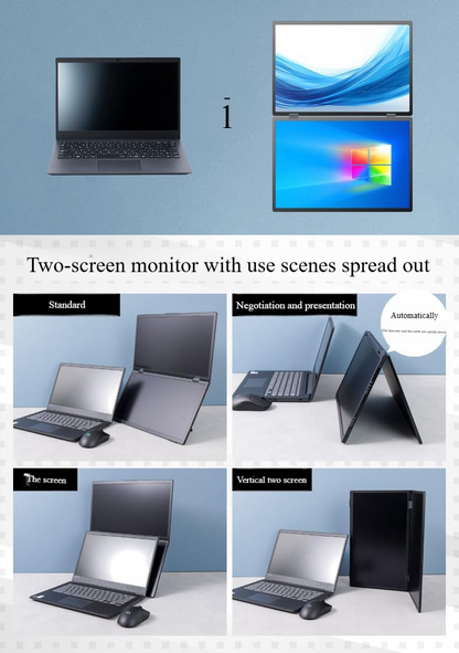 15.6" Portable Dual Screen IPS Monitor, Type-C, Mini HDMI, Earphone | LED-DS1560-2