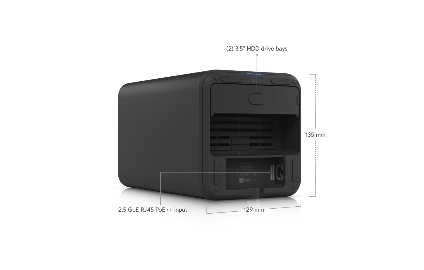 UNAS 2-Bay 2.5GbE USB-C POE++ Tower NAS | White | UNAS-2