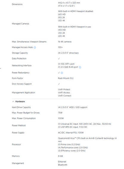 Ubiquiti UniFi AI Network Video Recorder 1U UniFi Protect NVR | UBQ-UNVR-G2