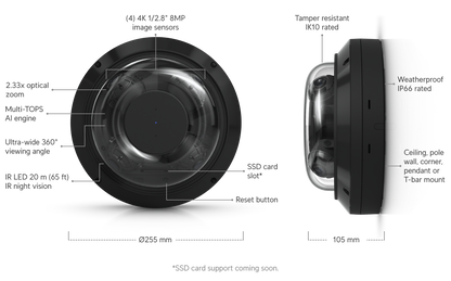 Ubiquiti Unifi AI Multi Sensor 4 32MP PoE++ Multi-Sensor Camera | UBQ-UVC-AI-MS-4-W