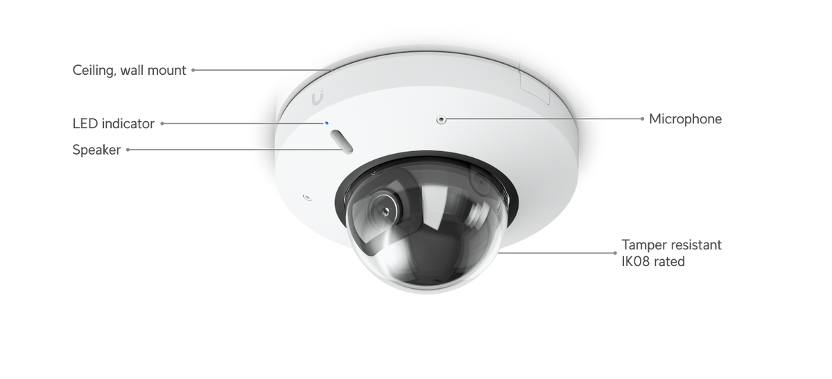Ubiquiti Unifi G6 Mini Dome UVC-G6-Mini-Dome-W 4K 8MP PoE AI Security Camera