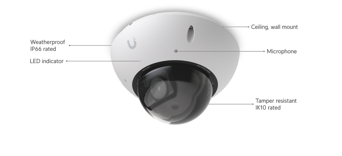 Ubiquiti UniFi G6 Pro Dome UVC-G6-Pro-Dome 4K AI PoE+ IP Camera (White)